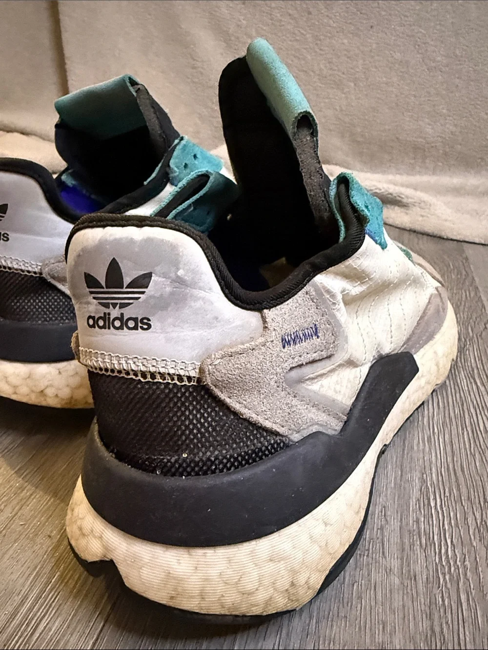 adidas White, Teal & Navy Slip-On Sneakers